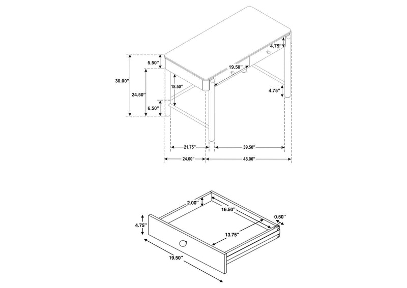 224307-SET Arini 2-piece Makeup Vanity Table and Mirror Set Sand Wash