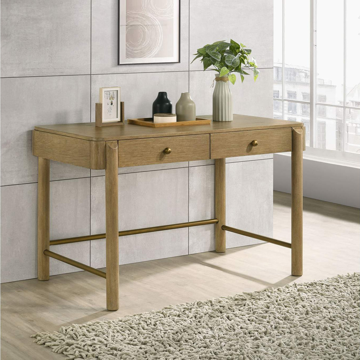 224307 Arini 2-drawer Vanity Desk Makeup Table Sand Wash