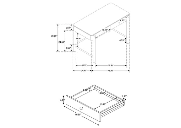 224307 Arini 2-drawer Vanity Desk Makeup Table Sand Wash