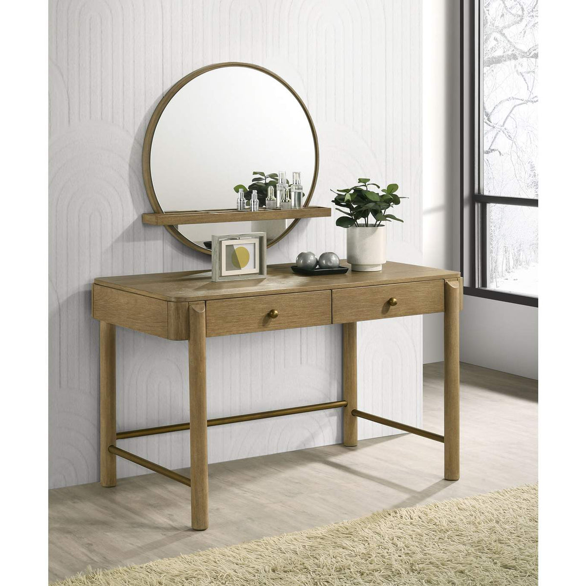 224307 Arini 2-drawer Vanity Desk Makeup Table Sand Wash