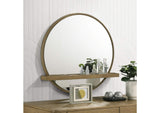 224308 Arini Round Vanity Wall Mirror with Shelf Sand Wash