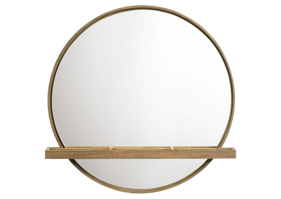 224308 Arini Round Vanity Wall Mirror with Shelf Sand Wash