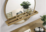 224308 Arini Round Vanity Wall Mirror with Shelf Sand Wash