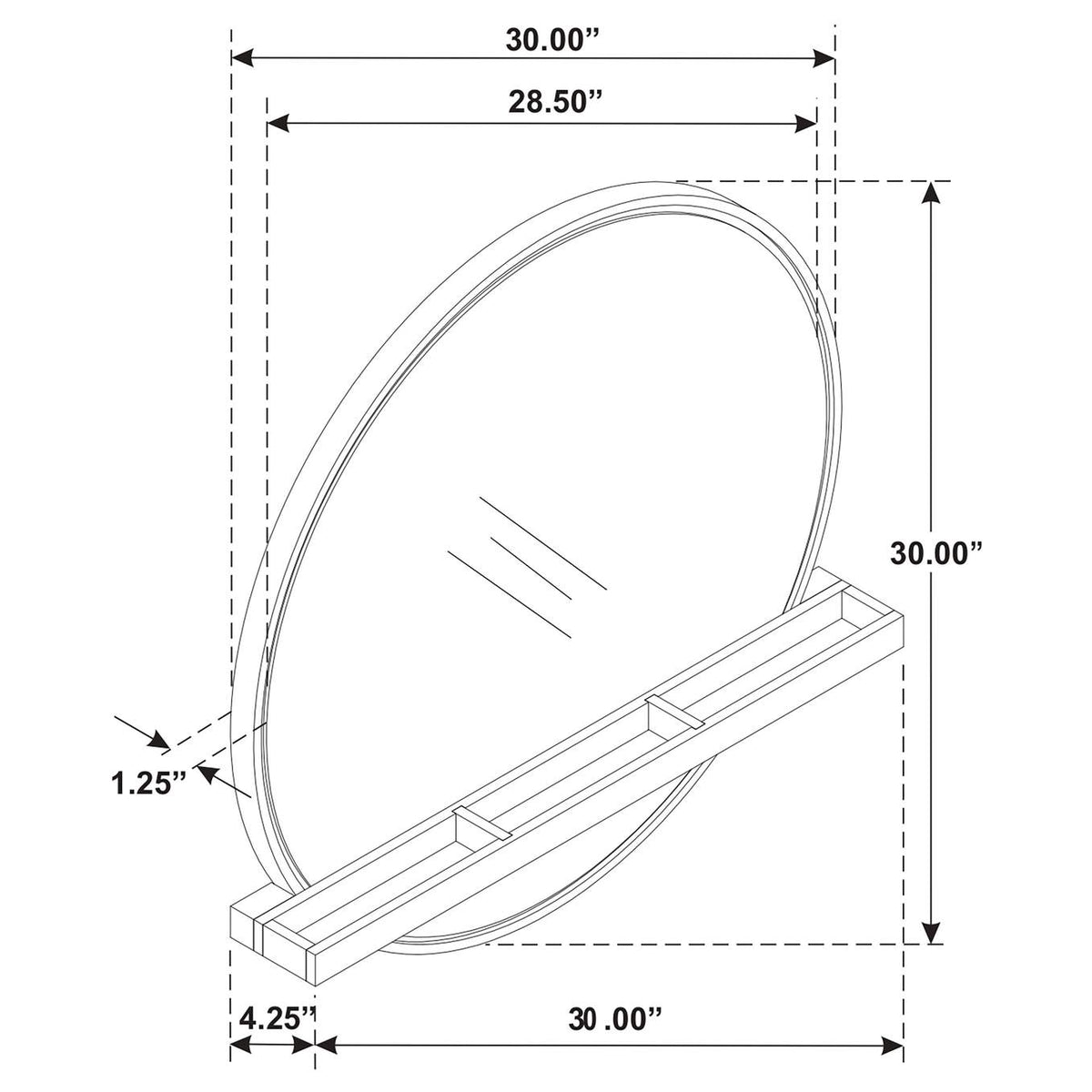 224308 Arini Round Vanity Wall Mirror with Shelf Sand Wash