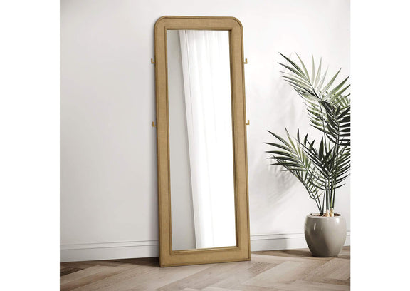 224309 Arini Cane Weave Full Length Standing Floor Mirror Sand Wash