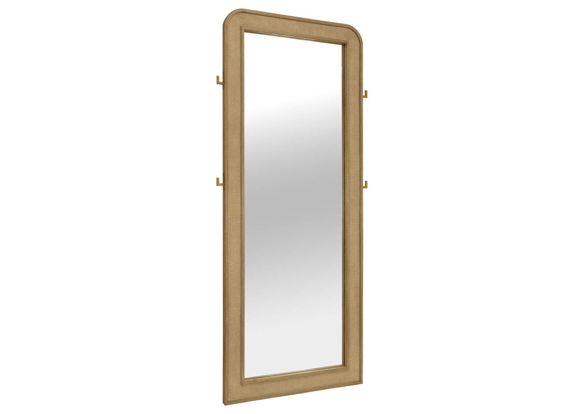 224309 Arini Cane Weave Full Length Standing Floor Mirror Sand Wash