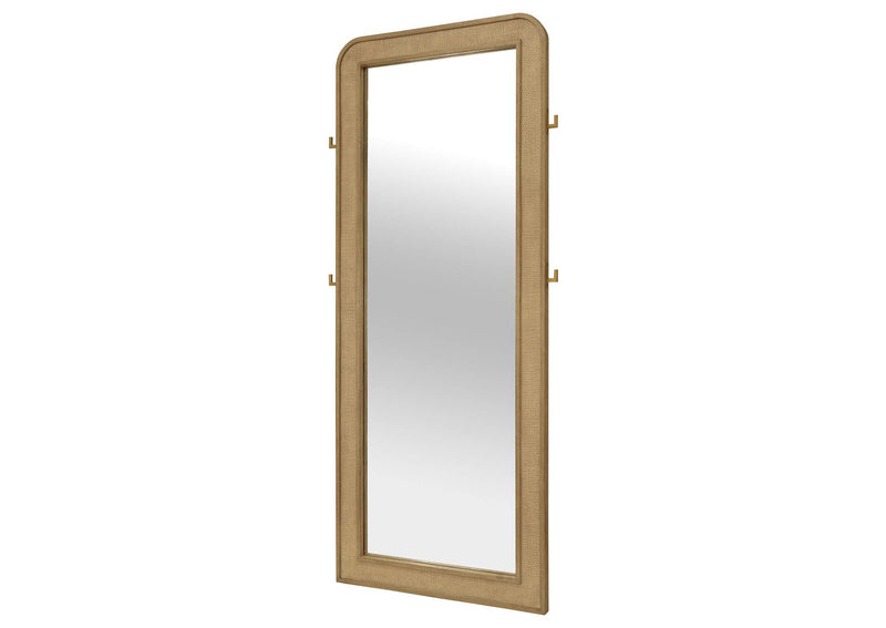 224309 Arini Cane Weave Full Length Standing Floor Mirror Sand Wash
