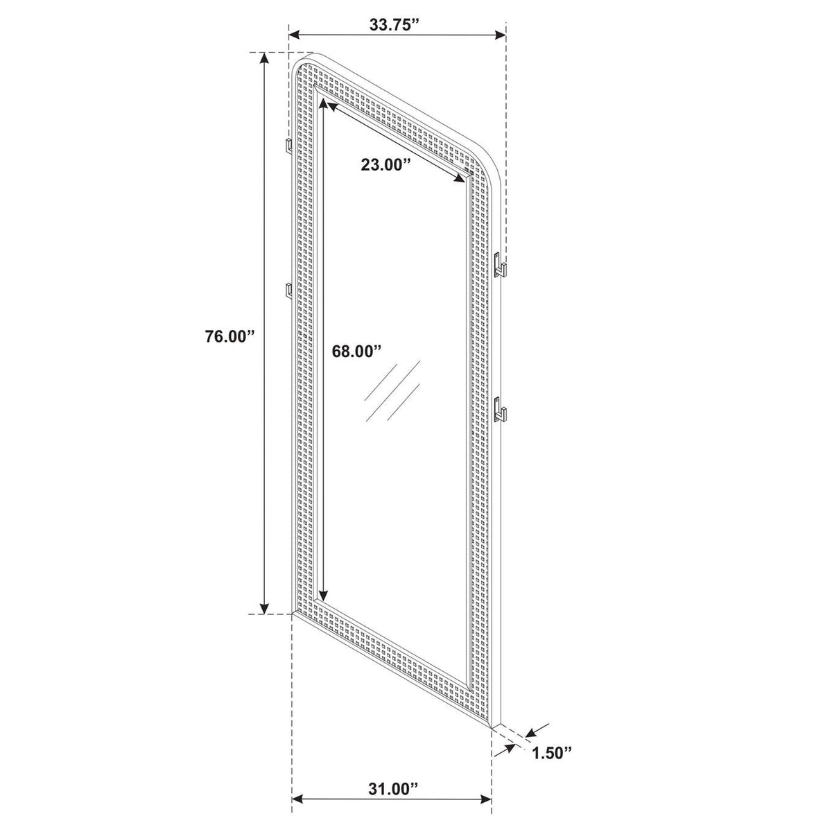 224309 Arini Cane Weave Full Length Standing Floor Mirror Sand Wash