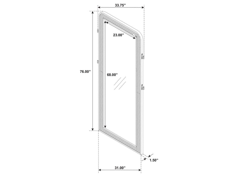 224309 Arini Cane Weave Full Length Standing Floor Mirror Sand Wash