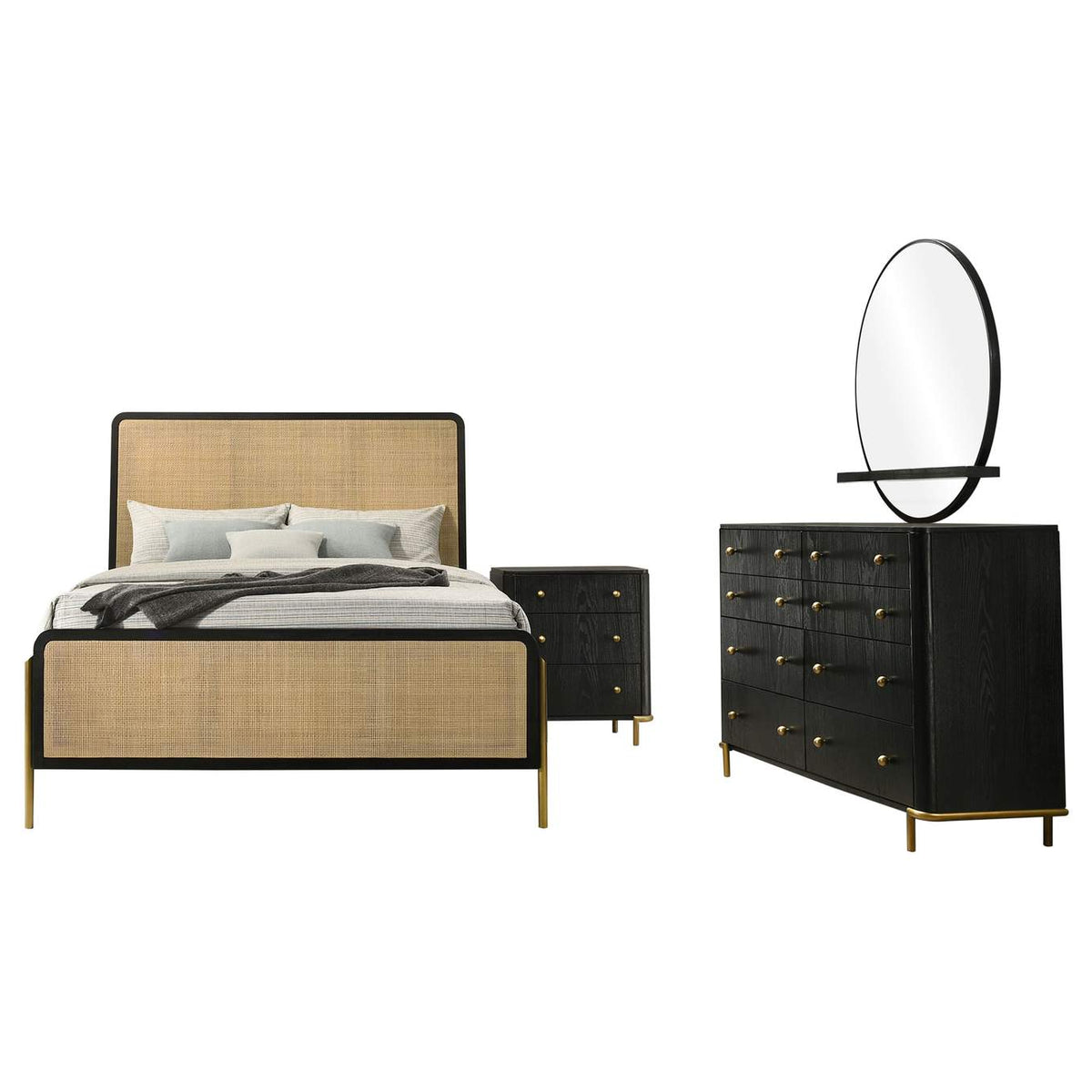 224330KW-S4 Arini 4-piece California King Bedroom Set Black and Natural