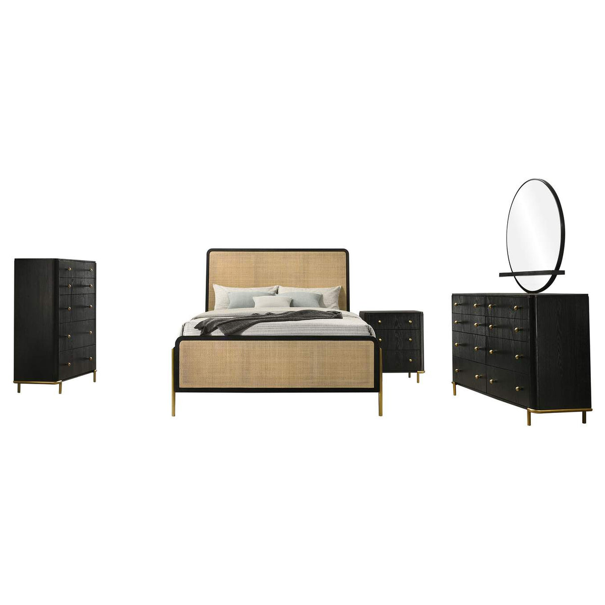 224330KW-S5 Arini 5-piece California King Bedroom Set Black and Natural