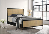 224330KW Arini Rattan California King Panel Bed Black and Natural