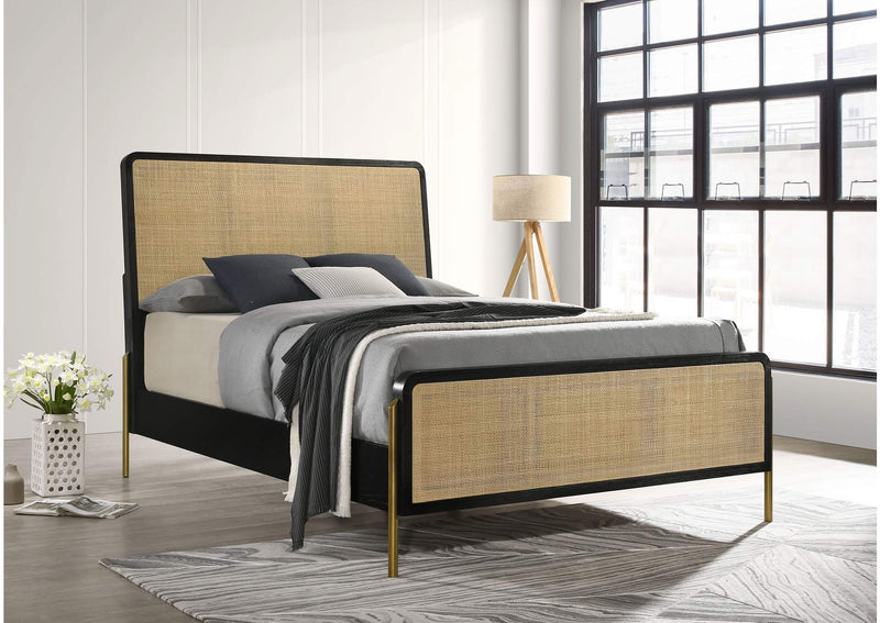 224330KW Arini Rattan California King Panel Bed Black and Natural
