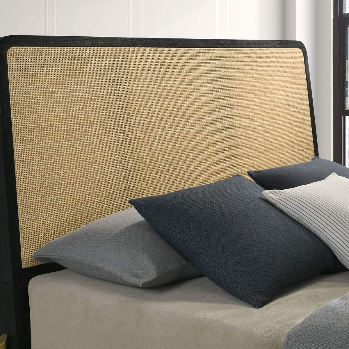 224330KW Arini Rattan California King Panel Bed Black and Natural