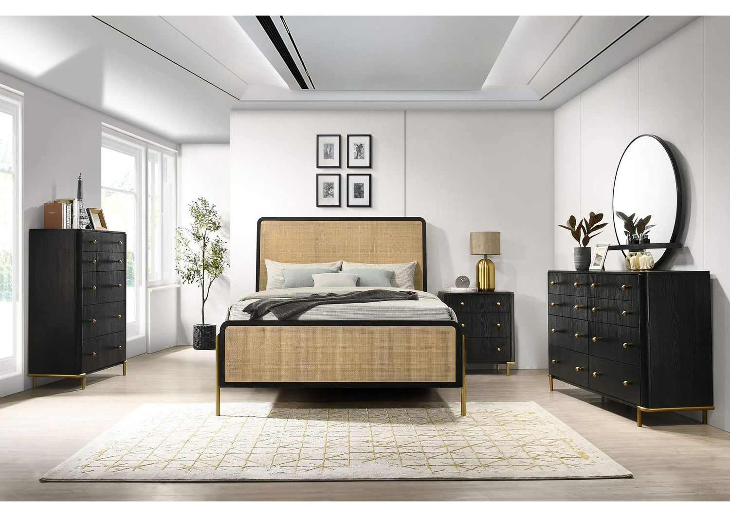 Arini 5-piece Queen Bedroom Set Black and Natural