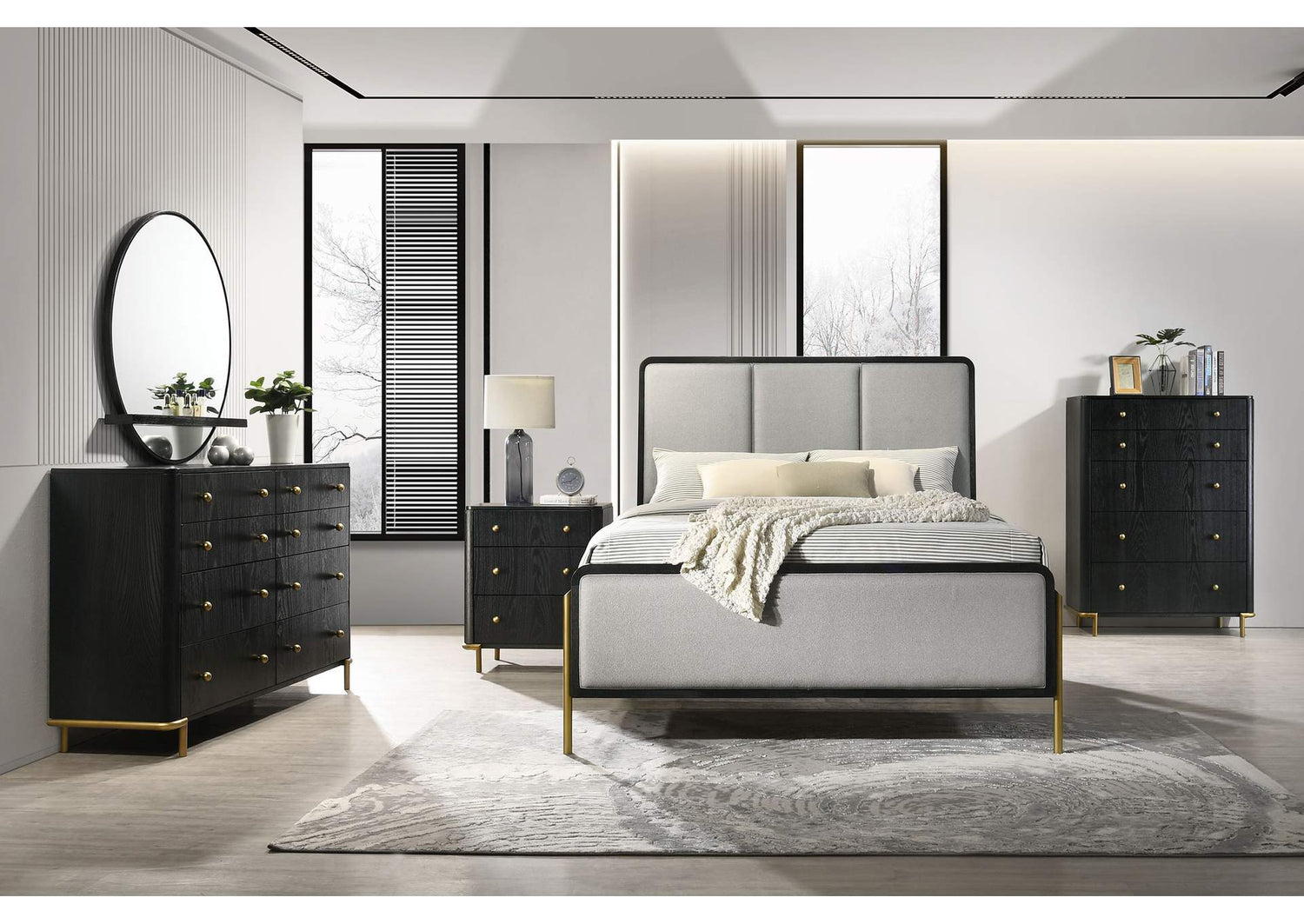 Arini 5-piece Eastern King Bedroom Set Black and Grey