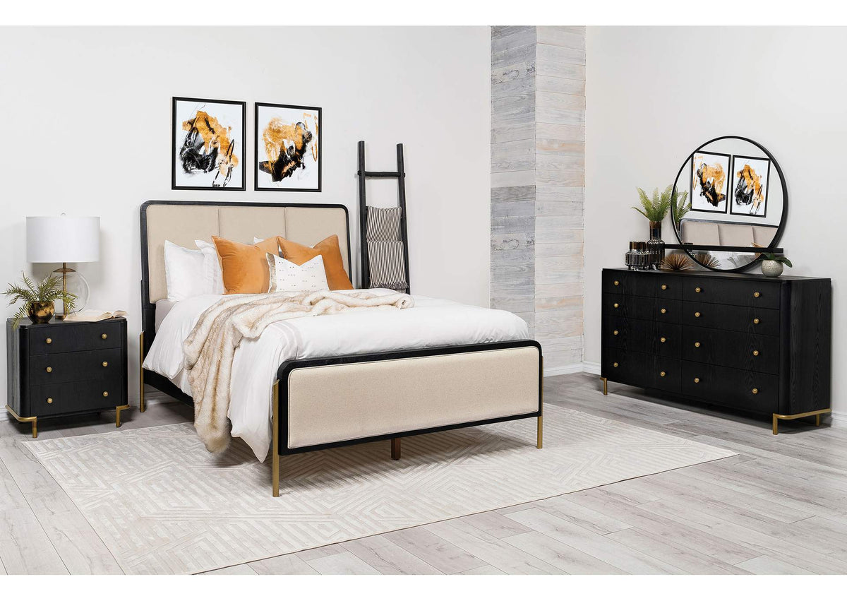 224331KECRM-S4 Arini 4-piece Eastern King Bedroom Set Cream and Black