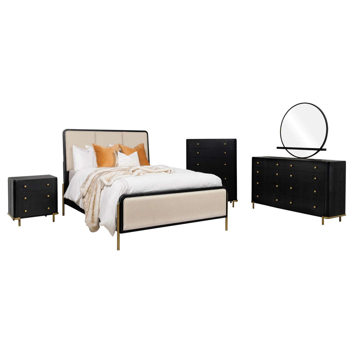 224331KECRM-S5 Arini 5-piece Eastern King Bedroom Set Cream and Black