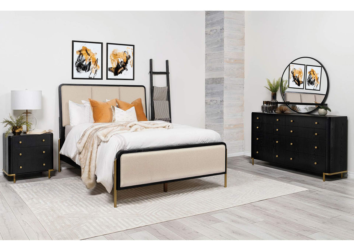 224331KWCRM-S4 Arini 4-piece California King Bedroom Set Cream and Black