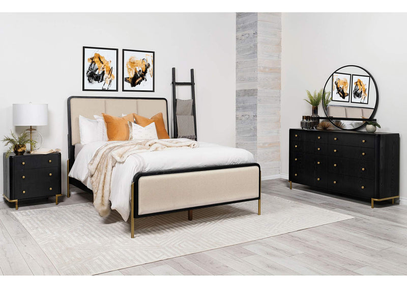 224331KWCRM-S4 Arini 4-piece California King Bedroom Set Cream and Black