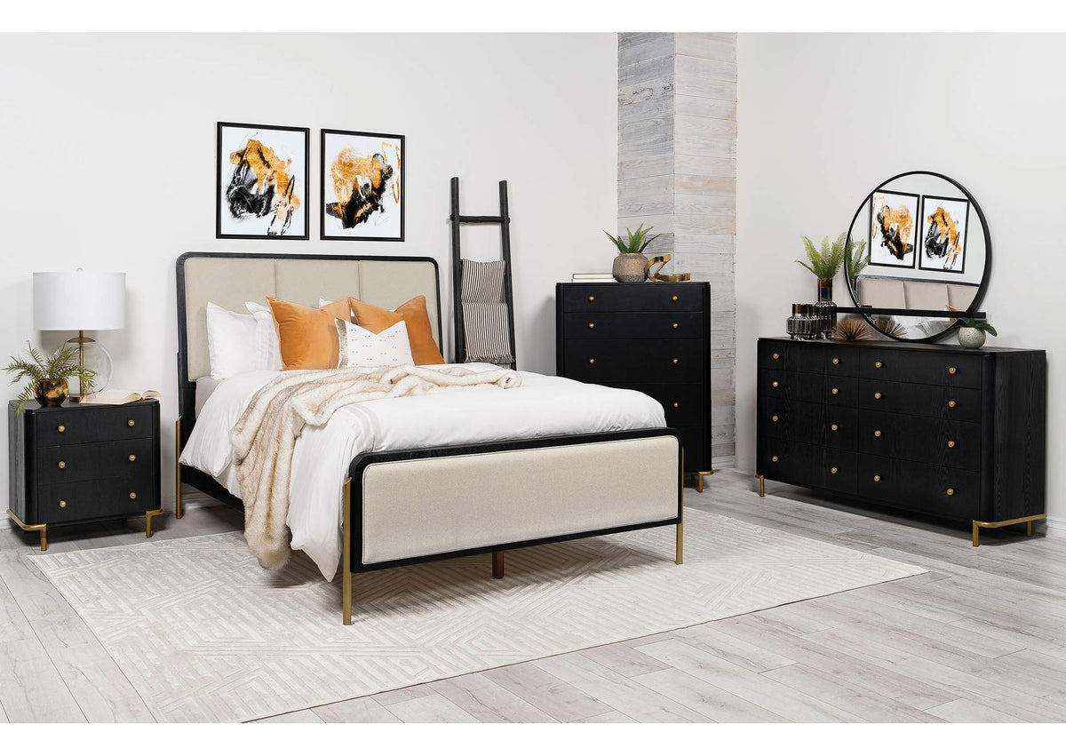 224331KWCRM-S5 Arini 5-piece California King Bedroom Set Cream and Black