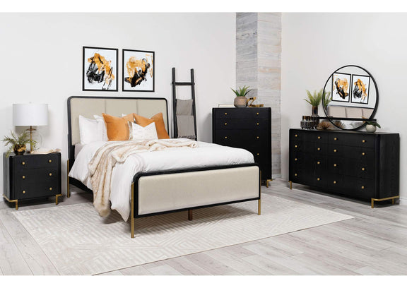 224331KWCRM-S5 Arini 5-piece California King Bedroom Set Cream and Black