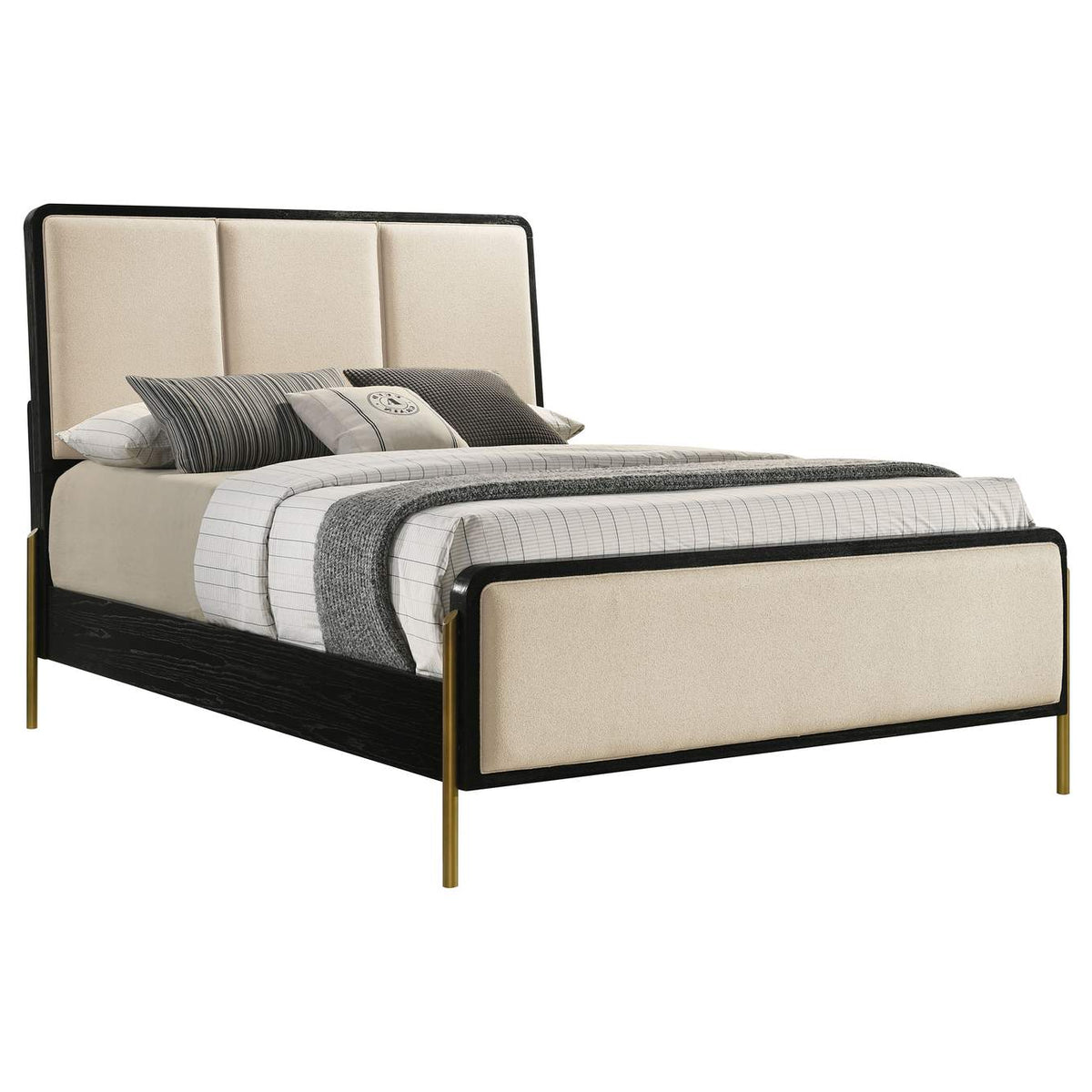 224331KWCRM Arini 56-inch California King Panel Bed Cream and Black