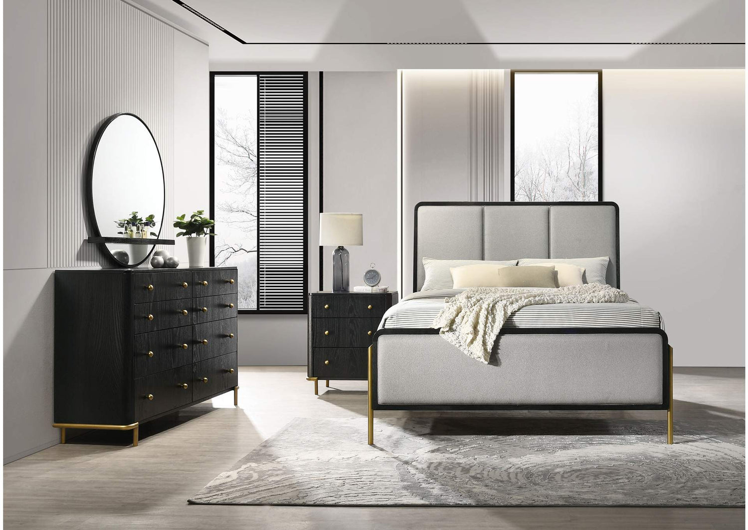 Arini 4-piece Queen Bedroom Set Black and Grey