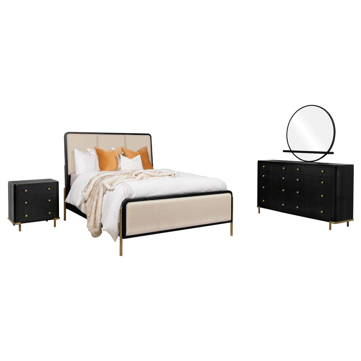 224331QCRM-S4 Arini 4-piece Queen Bedroom Set Cream and Black