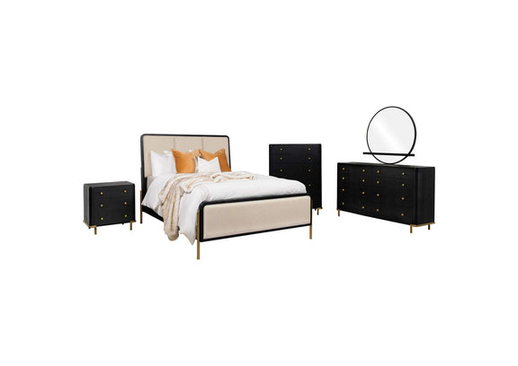 224331QCRM-S5 Arini 5-piece Queen Bedroom Set Cream and Black