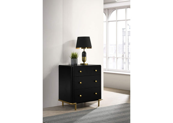 224332 Arini 3-drawer Nightstand Black