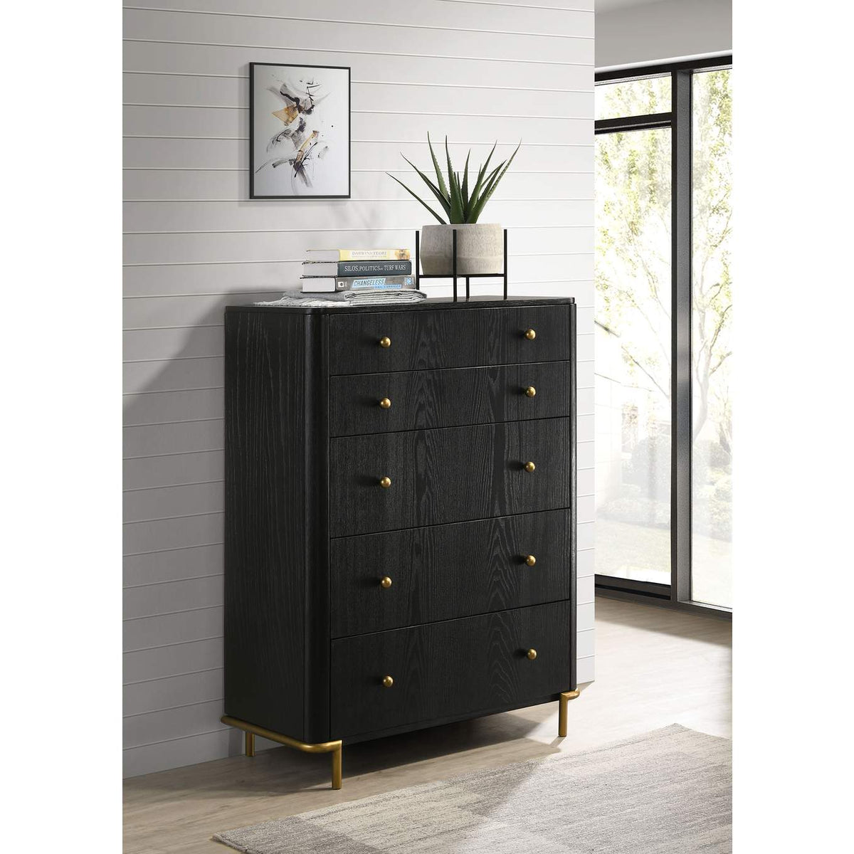 224335 Arini 5-drawer Bedroom Chest Black