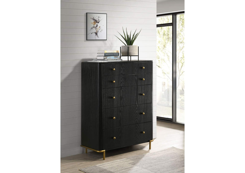 224335 Arini 5-drawer Bedroom Chest Black