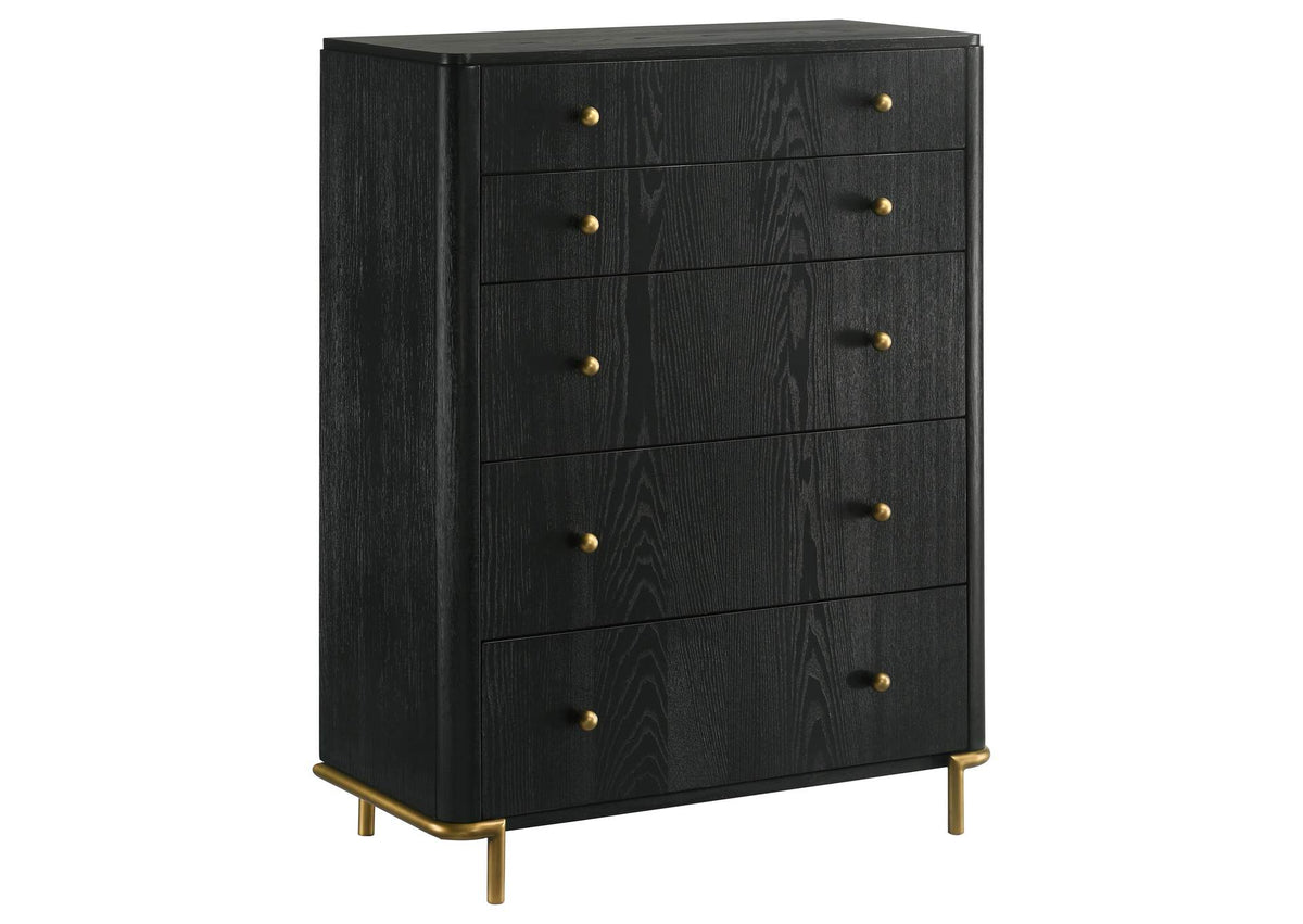 224335 Arini 5-drawer Bedroom Chest Black