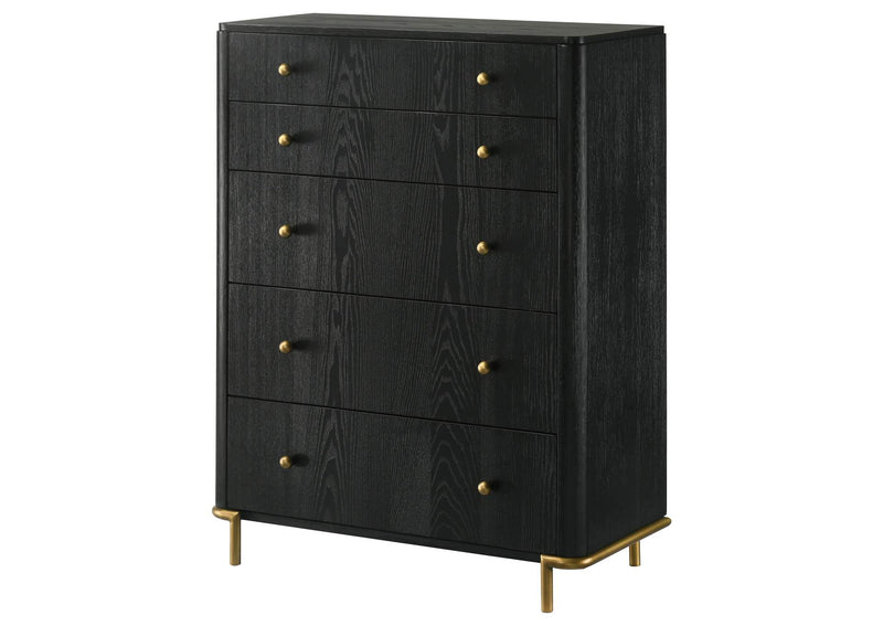 224335 Arini 5-drawer Bedroom Chest Black