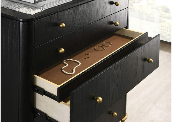 224335 Arini 5-drawer Bedroom Chest Black