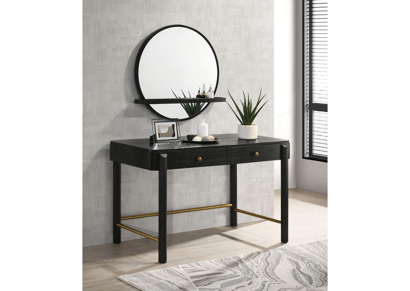 224337-SET Arini 2-piece Makeup Vanity Table and Mirror Set Black
