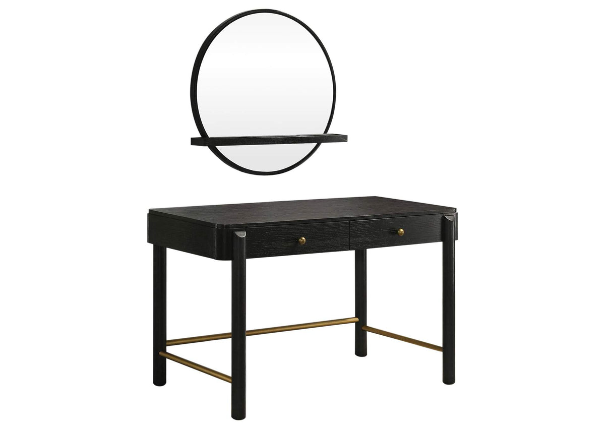 224337-SET Arini 2-piece Makeup Vanity Table and Mirror Set Black
