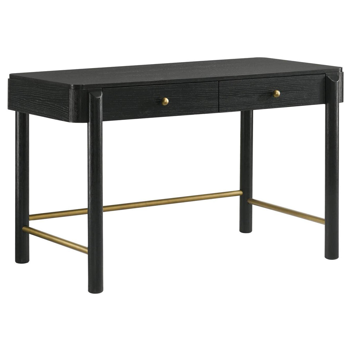 224337-SET Arini 2-piece Makeup Vanity Table and Mirror Set Black