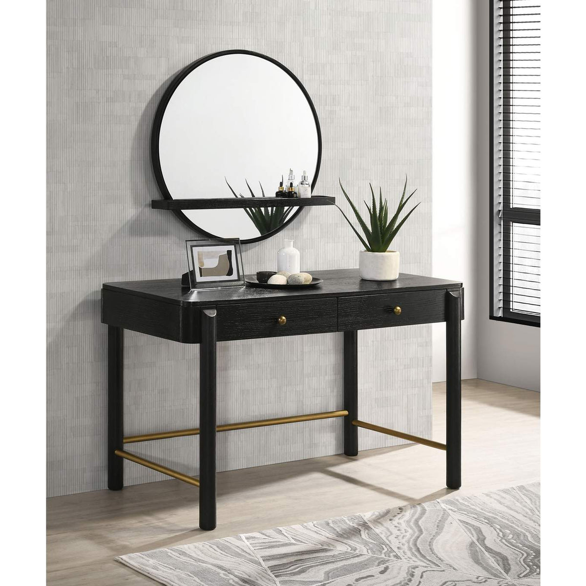 224337 Arini 2-drawer Vanity Desk Makeup Table Black
