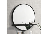 224338 Arini Round Vanity Wall Mirror with Shelf Black