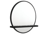 224338 Arini Round Vanity Wall Mirror with Shelf Black