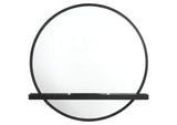 224338 Arini Round Vanity Wall Mirror with Shelf Black