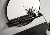 224338 Arini Round Vanity Wall Mirror with Shelf Black