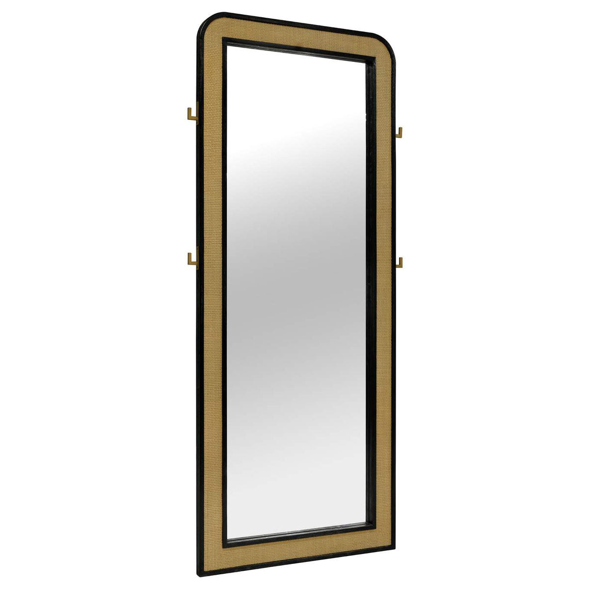 224339 Arini Cane Weave Full Length Standing Floor Mirror Black