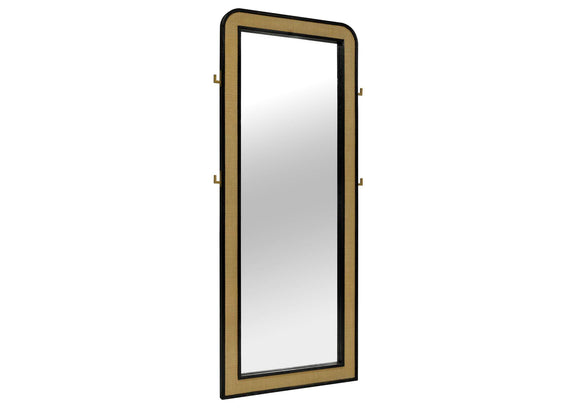224339 Arini Cane Weave Full Length Standing Floor Mirror Black