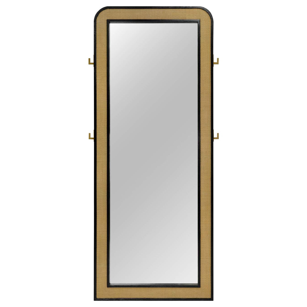 224339 Arini Cane Weave Full Length Standing Floor Mirror Black