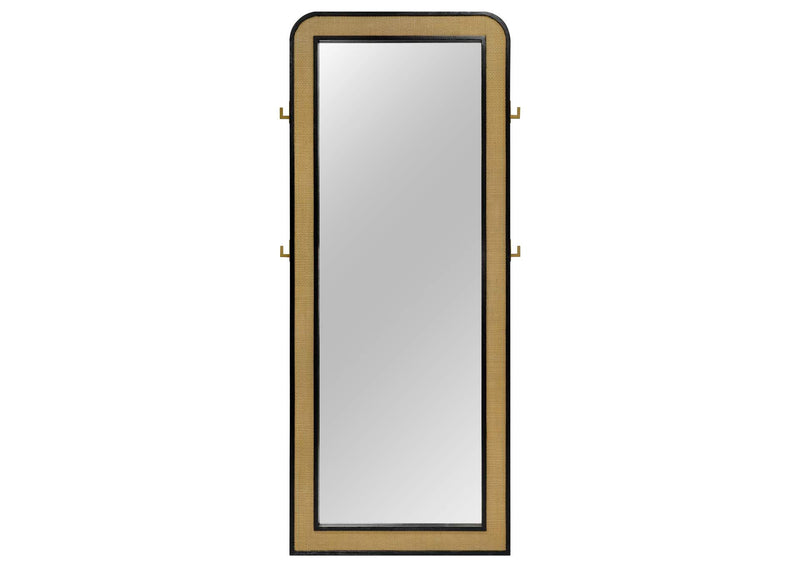 224339 Arini Cane Weave Full Length Standing Floor Mirror Black
