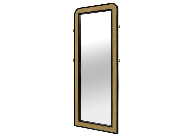 224339 Arini Cane Weave Full Length Standing Floor Mirror Black