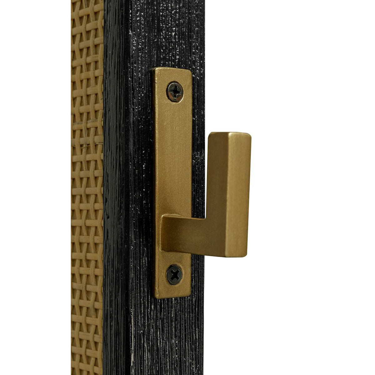 224339 Arini Cane Weave Full Length Standing Floor Mirror Black